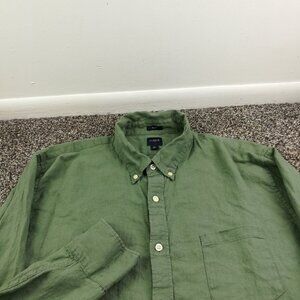 2023 J Crew Shirt Linen Blend L/S Button Down Green Mens XL Slim Fit